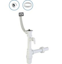 Egymedencés mosogatószifon, túlfolyóval, mosogatógép csatlakozóval, leeresztőszeleppel, Ø40 mm-es elfolyással(STY-538-1)