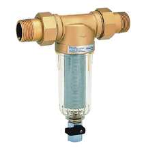Egyenes vízszűrő, RESIDEO, cinkmentesítésnek ellenálló sárgaréz, műanyag pohár, 100 mikronos ,3/4", +szerelőkulcs(FF06-3-4AA)