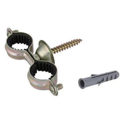 Gumi gyorskötöző, dupla  + csavar és tipli réz csőhöz 15 csőbilincs (CT-CD15)