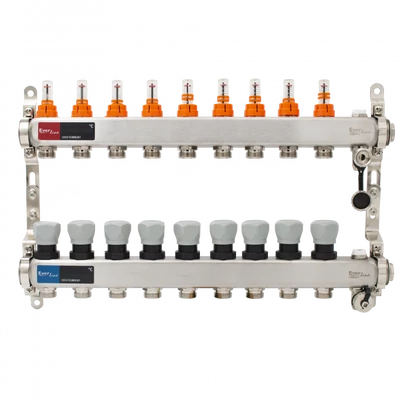 Padlófűtés áramlásmérős osztó-gyűjtő 9 körös, osztóvéggel (nem autómata) (EVP-DSB3411-9)