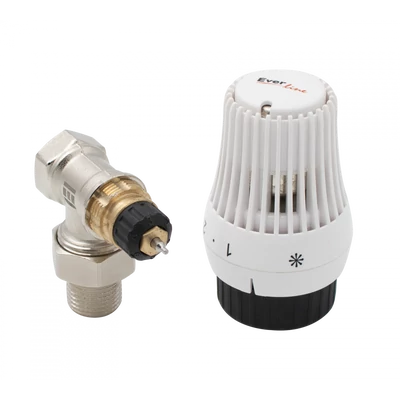 Radiátorszelep előremenő sarok, termofejjel 1/2" (EVP-SRT12B)