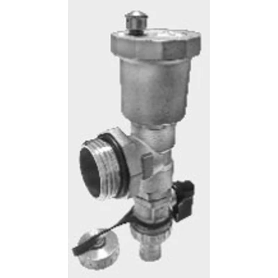 Osztó-gyűjtő végelem 1" KM + automata légtelenítő + töltő ürítő csappal krómozott réz, 10 bar/110°C, osztóvég  (EVP-AEE12)