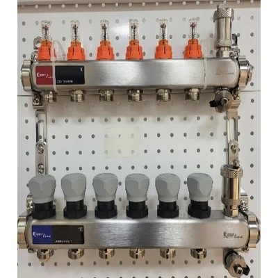 Padlófűtés áramlásmérős osztó-gyűjtő 9 körös, osztóvéggel automata légtelenítővel (EVP-DSF3411-9)