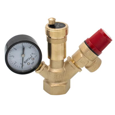 Biztonsági készlet 6 bar nyomásmérő, 3 bar biztonsági szelep, csatlakozás 1" (EVP-XF34F)
