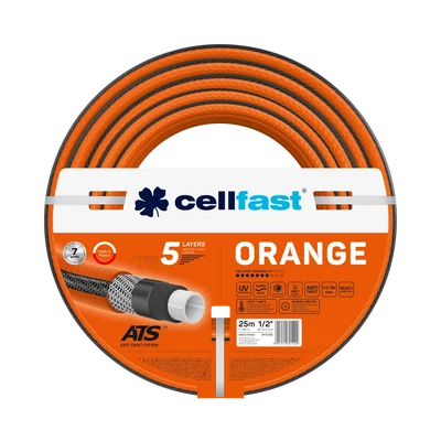 Locsolótömlő 5 rétegű ORANGE 1/2" 25 m könnyű, algásodásmentes belső (15-002)