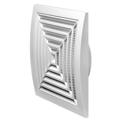 Műanyag fix mennyezeti szellőzőrács, szúnyoghálóval, fehér 190x190 NA125, (ND12G)