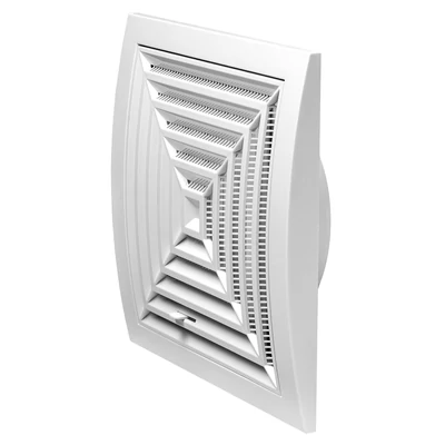 Műanyag állítható mennyezeti szellőzőrács, szúnyoghálóval, NA125, 190x190 mm , (ND12GR)