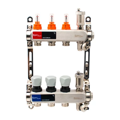 Padlófűtés áramlásmérős osztó-gyűjtő  3-4-5-6-7-8-9-10-11-12 körös, osztóvéggel automata légtelenítővel (EVP-DSF3411)