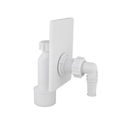 Mosógépszifon, falba szerelhető, fehér előlappal (STY-510)