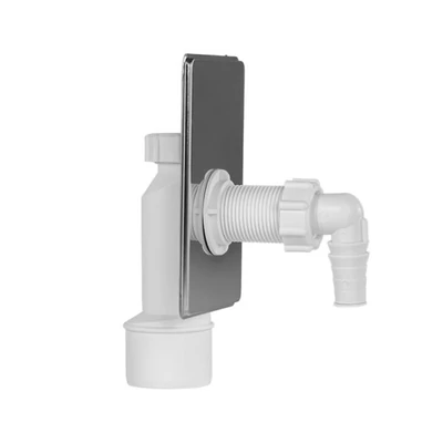 Mosógépszifon, falba szerelhető, rozsdamentes előlappal (STY-511)