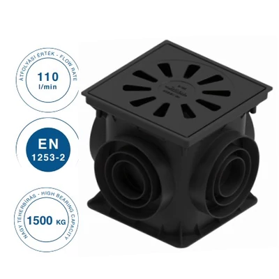 Kültéri víznyelő öntöttvas ráccsal, 250x250 mm-es (STY-925)