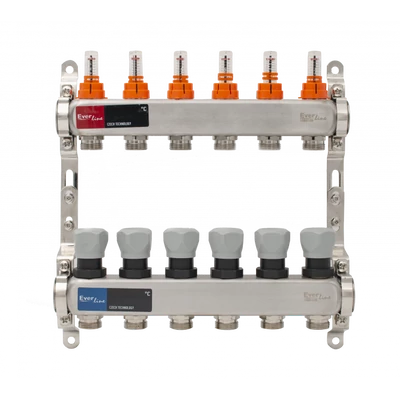 Padlófűtés áramlásmérős osztó-gyűjtő  6 körös, (EVP-DSC3411-6)