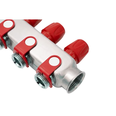 Rozsdamentes acél szelepes osztó  3 körös piros csapokkal 1"x 3/4" (EVP-DSD3411-3A)