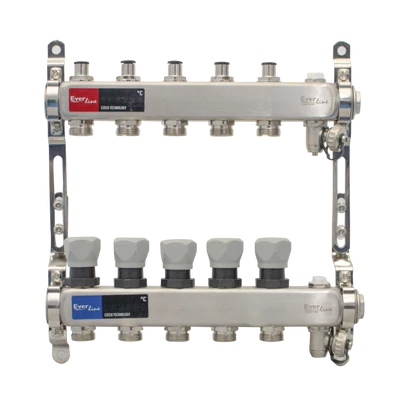 Szelepes Osztó-gyűjtő, INOX  5 körös 1”x3/4” osztóvéggel (nem autómata)(EVP-DSA3411-5)