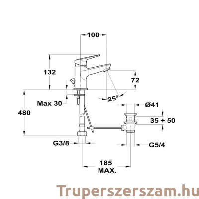 Kép 2/2 - Mosdó csaptelep leeresztő szeleppel, Bridge (MOFÉM)(150-1801-00)