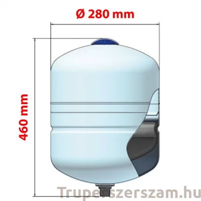 Kép 2/3 - Tágulási tartály, függőleges, szaniter hideg-meveg vizes, 3/4" - 18 l (BAR-VT18A)