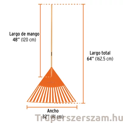 Kép 2/3 - Lombseprű 30 ágú, fej: 81 cm, nyél: 120cm, teljes hossz:162 cm(EP-30X)