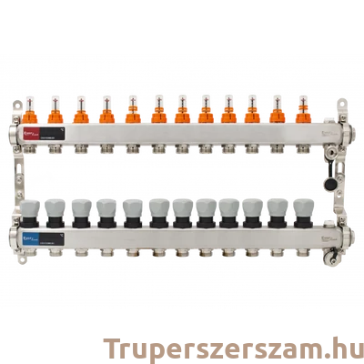 Kép 1/3 - Padlófűtés áramlásmérős osztó-gyűjtő 12 körös, osztóvéggel (nem autómata)(EVP-DSB3411-12)