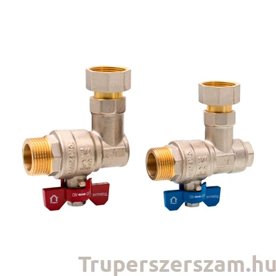 Kép 1/3 - Golyóscsap pillangó karos Hollandis, SCW617N sárgaréz, kazánbekötő szett, 2 darabos sarokcsap készlet hollandi anyával 2x3/4" MF (ER-CHS34-2)