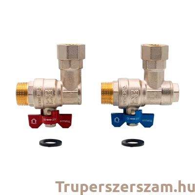 Kép 2/3 - Golyóscsap pillangó karos Hollandis, SCW617N sárgaréz, kazánbekötő szett, 2 darabos sarokcsap készlet hollandi anyával 2x3/4" MF (ER-CHS34-2)
