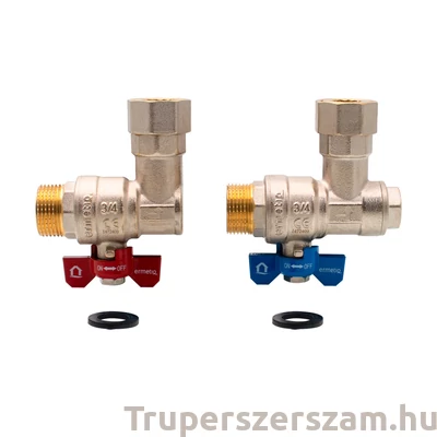 Kép 2/3 - Golyóscsap pillangó karos Hollandis, SCW617N sárgaréz, kazánbekötő szett, 2 darabos sarokcsap készlet hollandi anyával 2x3/4" MF (ER-CHS34-2)