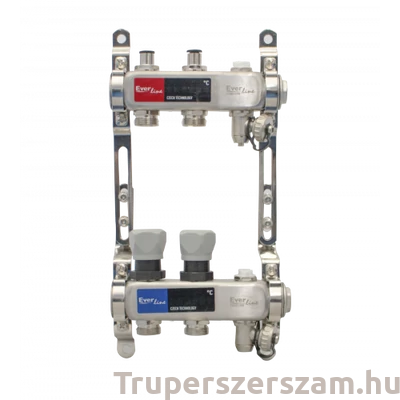 Kép 1/3 - Szelepes Osztó-gyűjtő, INOX 1”x3/4” 2-3-4-5-6-7-8-9-10-11-12 körös, osztóvéggel (nem autómata)(EVP-DSA3411)