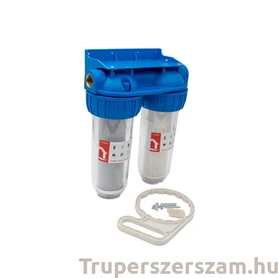 Kép 1/3 - Kút vízszűrő szitával/szénnel, Dupla 2x3/4"x10" (25,4cm hosszú szűrőbetét) (EWY-2F34-10)