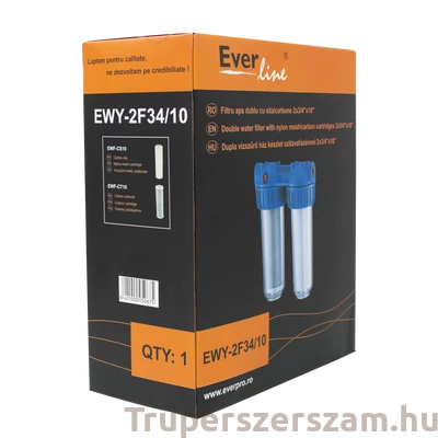 Kép 3/3 - Kút vízszűrő szitával/szénnel, Dupla 2x3/4"x10" (25,4cm hosszú szűrőbetét) (EWY-2F34-10)
