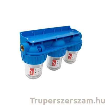 Kép 1/2 - Kút vízszűrő szénnel/pamuttal/szitával, Tripla 3x1"x5" (12,7 cm hosszú szűrőbetét) szerelő kulccsal (EWY-3F11-5)