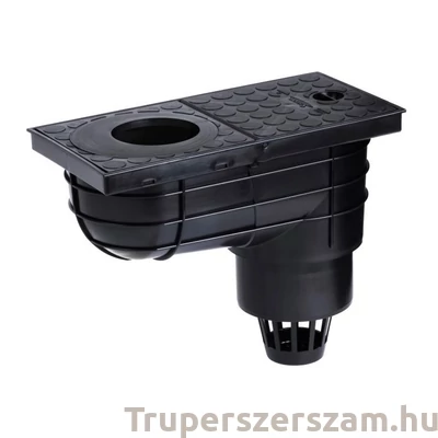 Kép 1/2 - Kültéri víznyelő, eresz bekötéssel, levélfogó kosárral, Ø110/125 mm-es (KV-110)