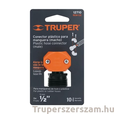 Kép 2/2 - Tömlő csatlakozó fix 1/2" KM 1/2" tömlőhöz (REM-1/2)