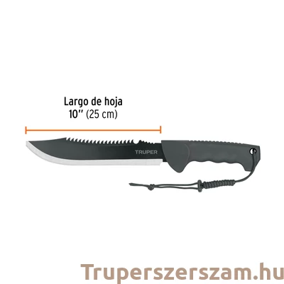 Kép 3/3 - Bozótvágó kés, machete akasztóval, 25 cm penge hossz, fröccsöntött rezgéscsillapító nyél+ tokkal (MACH-10X)