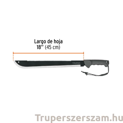 Kép 2/2 - Bozótvágó kés, machete akasztóval, 46 cm vágóél, ergonometrikus rezgéscsillapító nyél+ tok (MACH-18X)