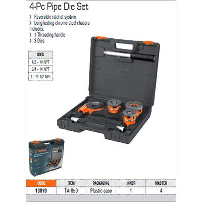 Kép 4/5 - Truper Csőmenetmetsző készlet (TA-850)