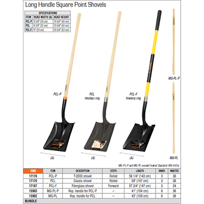 Kép 3/3 - Truper lapát szögletes, 142 cm (PCL-P)