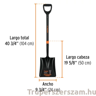 Kép 2/2 - Truper szögletes lapát  üvegszálas Y nyéllel, 104 cm (PCY-PF)