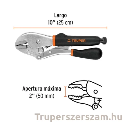 Kép 2/4 - Patentfogó, önzáró fogó, íves pofával 25 cm hosszú (PPT-10RX)