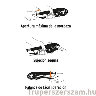 Kép 4/4 - Patentfogó, önzáró fogó, íves pofával 25 cm hosszú (PPT-10RX)