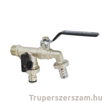 Kép 1/2 - Kerti csap tömlővég+gyorscsatlakozó vég, karos 1/2" (Nikkelezett sárgaréz test)(RB-RA12D)