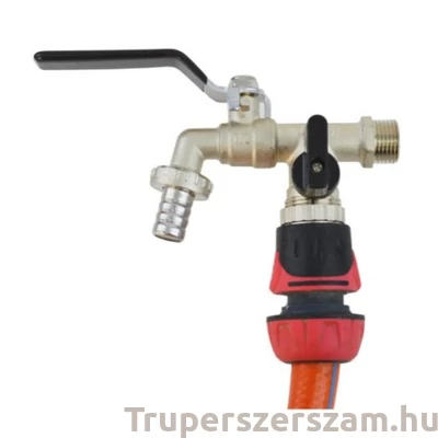 Kép 2/2 - Kerti csap tömlővég+gyorscsatlakozó vég, karos 1/2" (Nikkelezett sárgaréz test)(RB-RA12D)