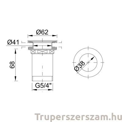 Kép 2/2 - Leeresztőszelep, 5/4", klikk-klakk, kis dugó (KL-01)