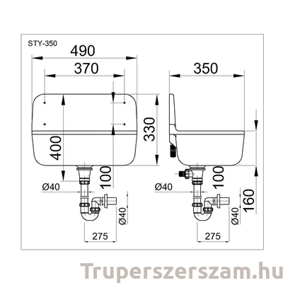 Kép 2/2 - Falikút, műanyag fehér (STY-350)