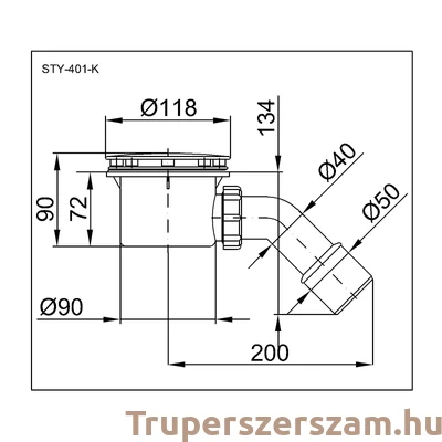 Kép 2/2 - Zuhanytálca szifon 90 mm (STY-401-K)