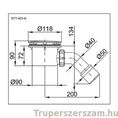 Kép 2/2 - Zuhanytálca szifon 90 mm (STY-401-K)