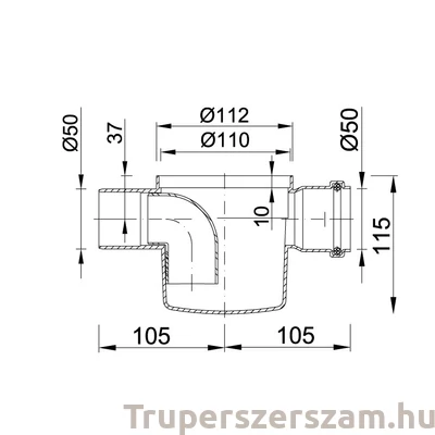 Kép 2/2 - Szuezszifon II. ágú, tokozott, gumigyűrűs (STY-502-1)