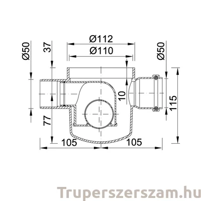 Kép 2/2 - Szuezszifon II. ágú tokozott, gumigyűrűs + golyós bűzzárral (STY-502-3)