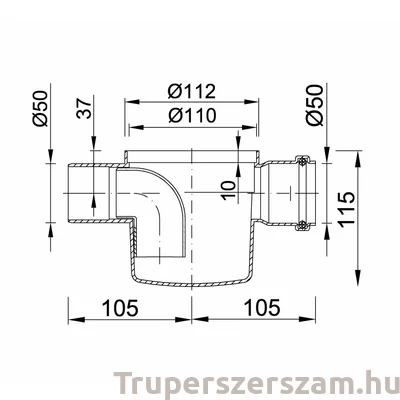 Kép 2/2 - Szuezszifon III. ágú, tokozott, gumigyűrűs (STY-503-1)