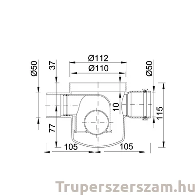 Kép 2/2 - Szuezszifon III. ágú, tokozott, gumigyűrűs + golyós bűzzárral (STY-503-3)