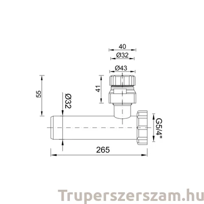 Kép 3/3 - Légbeszívó Ø32 mm-es szifonokhoz, kötőcsővel 32 X 240 mm (SSTY-513-L)