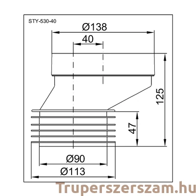 Kép 2/2 - WC bekötő, 40 mm-es eltolású (STY-530-40)